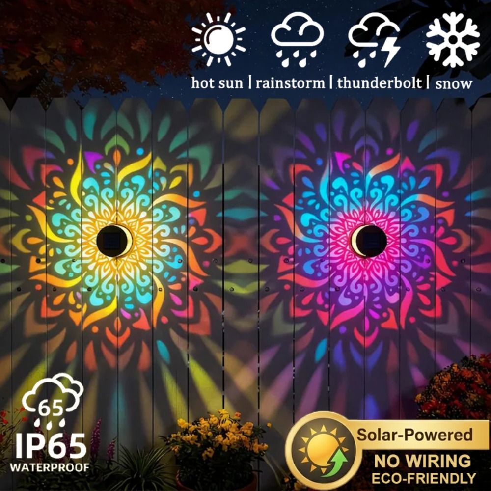 Outdoor Lighting For Fence - Солнечный настенный светильник «Мандала» с LED-подсветкой,